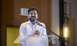 Revanth Reddy addressing the public during Operation Sindhoor controversy in Telangana